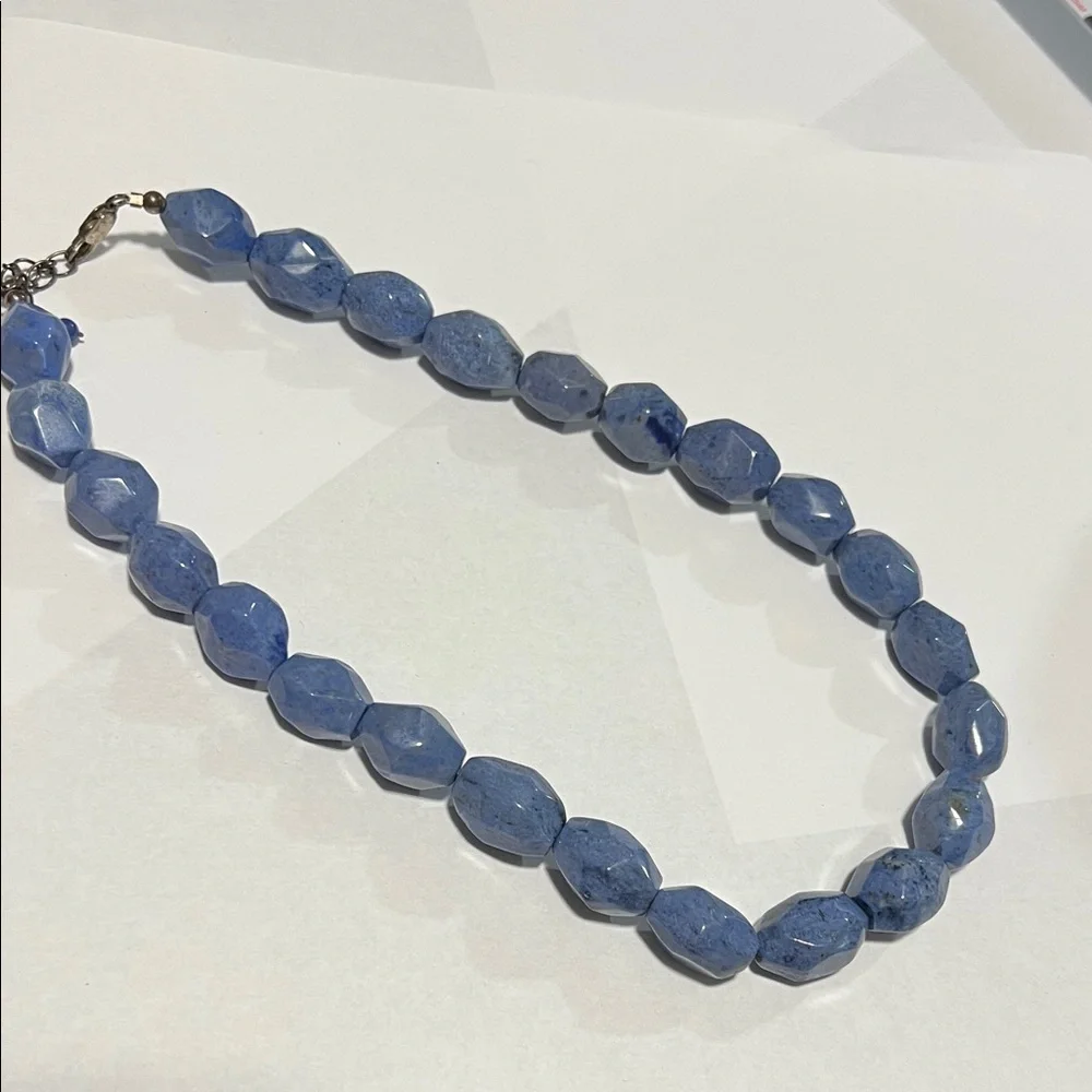 Blue Polished Stone Necklace with lobster clasp - Picture 1 of 10